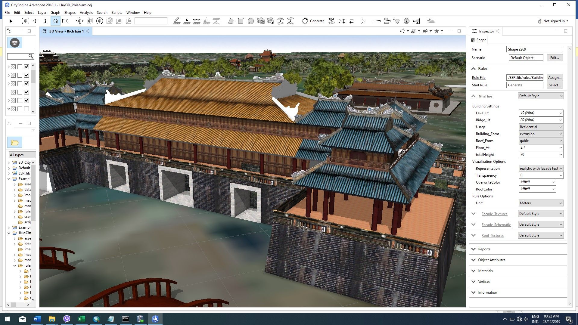 Đối tượng Ngọ Môn được xây dựng ở LOD3